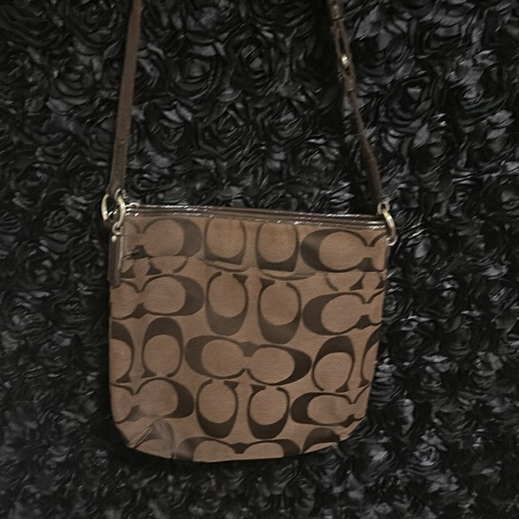 COACH F21905 SIGNATURE STRIPE DUFFLE SIGNATURE FABRIC Dark Brown - Picture 2 of 4